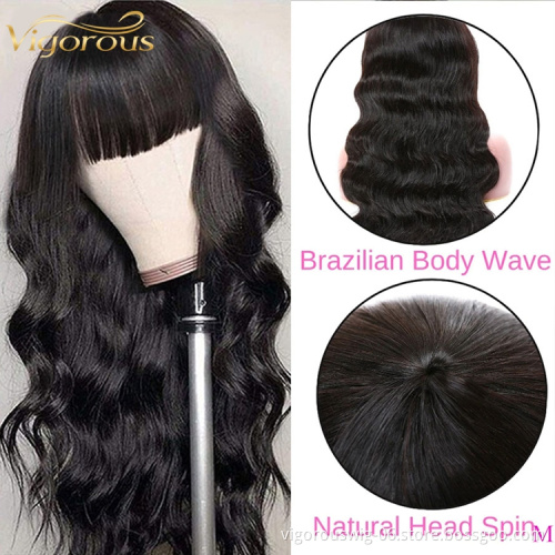 Vigorous deep wave natural extension curly cuticle aligned cheap supplier for women 100% human hair wigs with bangs